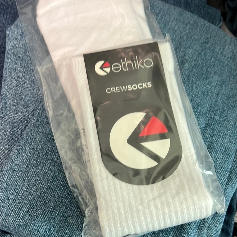 Ethika Crew Socks White Logo Shoe Size 9-11.5